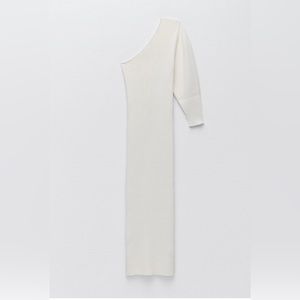 One shoulder off-white dress, mid length